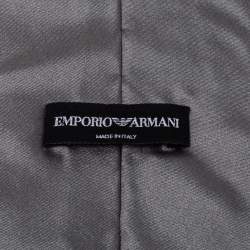 Pre Owned Emporio Armani Grey Floral Detail Silk Traditional Tie
