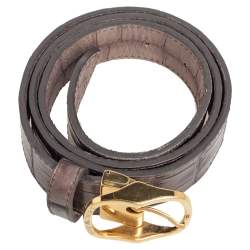 Pre Owned Emporio Armani Grey/Black Crocodile Embossed Leather Buckle Belt