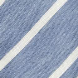 Emporio Armani Blue Striped Linen & Silk Tie