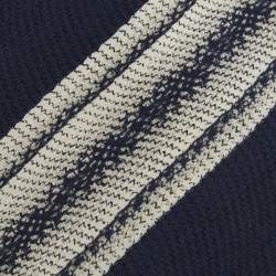 Pre Owned Emporio Armani Vintage Navy Blue Striped Silk Tie