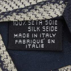Pre Owned Emporio Armani Vintage Navy Blue Striped Silk Tie