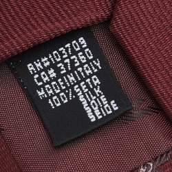 Pre Owned Emporio Armani Red Logo Silk Jacquard Tie