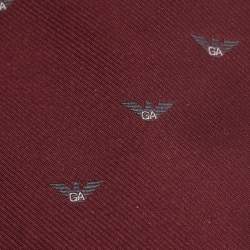 Pre Owned Emporio Armani Red Logo Silk Jacquard Tie