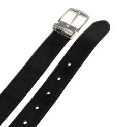 Pre Owned Emporio Armani Black Leather Classic Buckle Belt 125CM