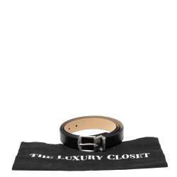 Pre Owned Emporio Armani Black Leather Classic Buckle Belt 125CM