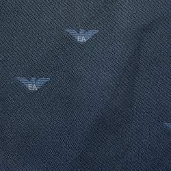 Emporio Armani Navy Blue Logo Silk Jacquard Tie