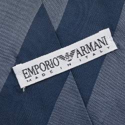 Pre Owned Emporio Armani Navy Blue Striped Silk Tie