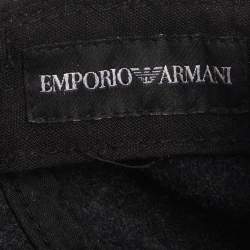 Pre Owned Emprio Armani Black Cady Logo Embroidered Baseball Cap