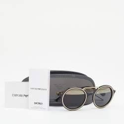 Pre Owned Emporio Armani Black/Grey Mirrored EA 4062 Round Sunglasses