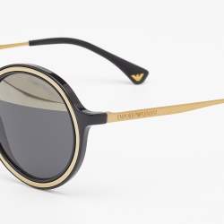 Pre Owned Emporio Armani Black/Grey Mirrored EA 4062 Round Sunglasses