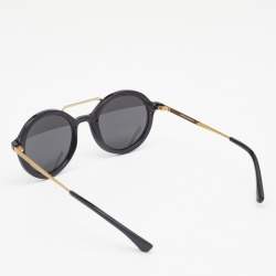 Pre Owned Emporio Armani Black/Grey Mirrored EA 4062 Round Sunglasses