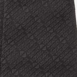 Pre Owned Emporio Armani Black Logo Silk Jacquard Tie