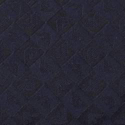 Pre Owned Emporio Armani Dark Blue Logo Embroidered Silk Tie