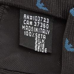 Pre Owned Emporio Armani Black/Blue Logo Silk Jacquard Tie