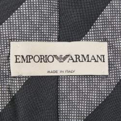 Emporio Armani Black & Grey Striped Silk Tie