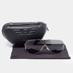 Pre Owned Emporio Armani Black/Silver EA 9534/S Shield Sunglasses