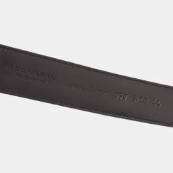 Emporio Armani Black Logo Embroidered Fabric Buckle Belt Size 44