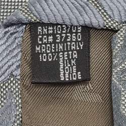 Pre Owned Emporio Armani Grey Floral Patterned Silk Traditional Tie