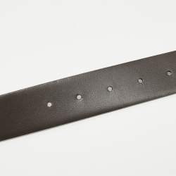 Emporio Armani Black/Choco Brown Leather Reversible Cut to Size Buckle Belt