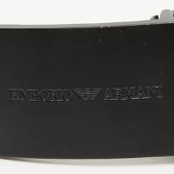Emporio Armani Black/Choco Brown Leather Reversible Cut to Size Buckle Belt