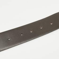 Emporio Armani Black/Choco Brown Leather Reversible Cut to Size Buckle Belt