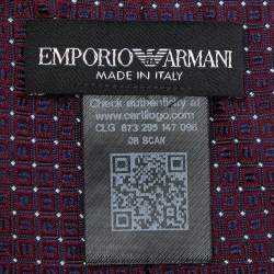 Pre Owned Emporio Armani Burgundy Jacquard Silk Tie