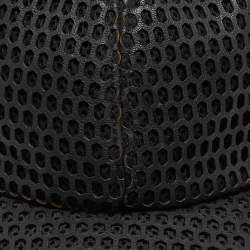 Emporio Armani Black Leather Cutout Baseball Cap S