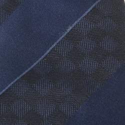 Emporio Armani Navy Blue Diagonal Stripe Silk Tie