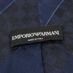 Emporio Armani Navy Blue Diagonal Stripe Silk Tie