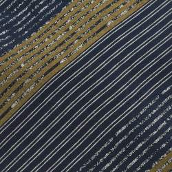 Pre Owned Emporio Armani Navy Striped Silk Traditional Tie