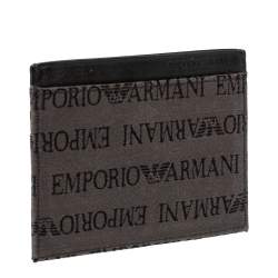 Emporio Armani Grey/Black Leather Card Holder