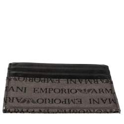 Emporio Armani Grey/Black Leather Card Holder