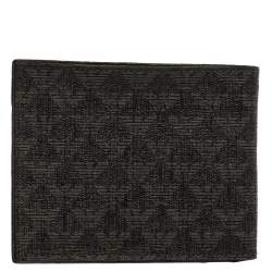  Emporio Armani Black Signature Coated Canvas Bifold Compact Wallet