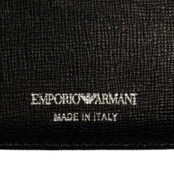  Emporio Armani Black Signature Coated Canvas Bifold Compact Wallet