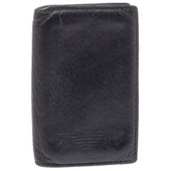 Pre Owned Emporio Armani Dark Brown Leather Card Holder