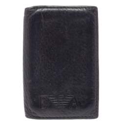 Pre Owned Emporio Armani Dark Brown Leather Card Holder