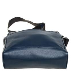 Pre Owned Emporio Armani Blue Leather Messenger Bag