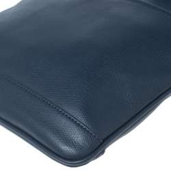 Emporio Armani Blue Leather Messenger Bag