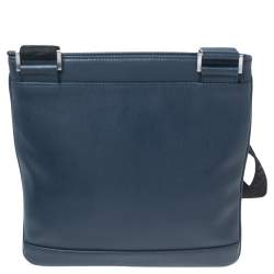 Emporio Armani Blue Leather Messenger Bag