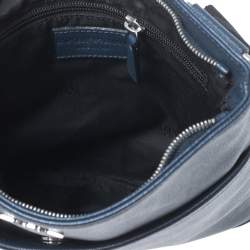 Emporio Armani Blue Leather Messenger Bag