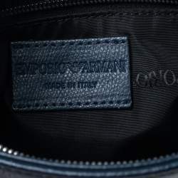Emporio Armani Blue Leather Messenger Bag