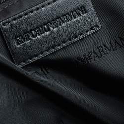 Pre Owned Emporio Armani Black Logo Print Synthetic Leather Backpack