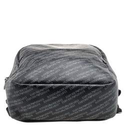 Pre Owned Emporio Armani Black Logo Print Synthetic Leather Backpack