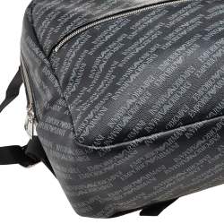 Pre Owned Emporio Armani Black Logo Print Synthetic Leather Backpack