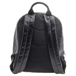 Pre Owned Emporio Armani Black Logo Print Synthetic Leather Backpack