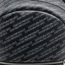 Pre Owned Emporio Armani Black Logo Print Synthetic Leather Backpack