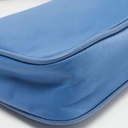 Pre Owned Emporio Armani Blue Nylon and Leather Mini Bag