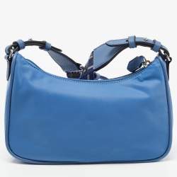 Pre Owned Emporio Armani Blue Nylon and Leather Mini Bag