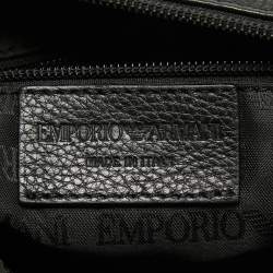 Pre Owned Emporio Armani Black Leather Messenger Bag