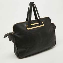 Pre Owned Emporio Armani Black Leather Laptop Bag